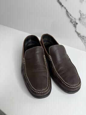 A Testoni Mens Loafer Shoes Size 7.5 Grained brown Leather Slip On T-Way